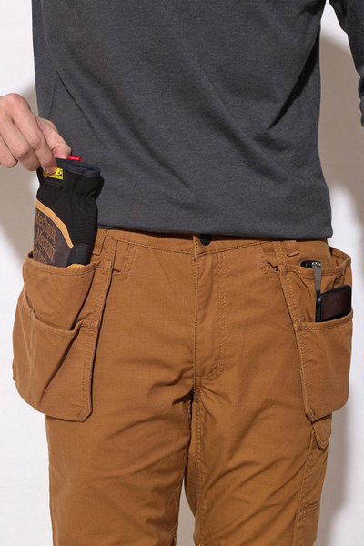 Панталони за работа Carhartt Steel Multi Pocket, W40 L30, со повеќе џебови, кафеави