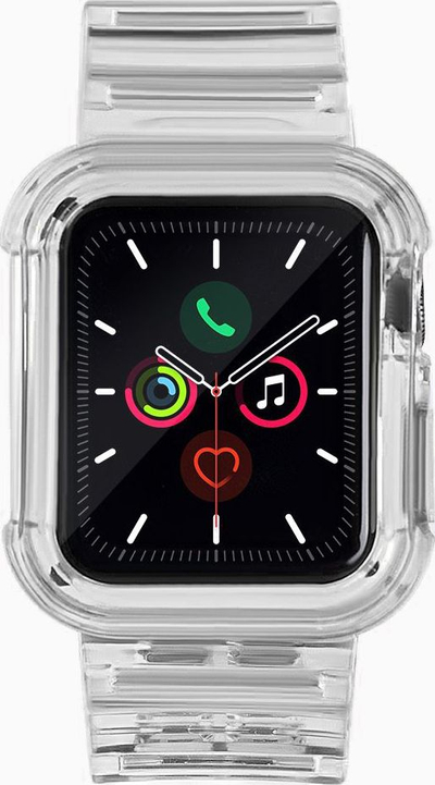 Set rrip dhe kasë Strap Light për Apple Watch 42/44mm, TPU, gri e tejdukshme