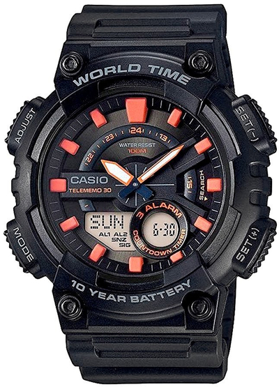 Ora digjitale Casio AEQ-110W-1A2VDF, quartz, 47mm, e zezë