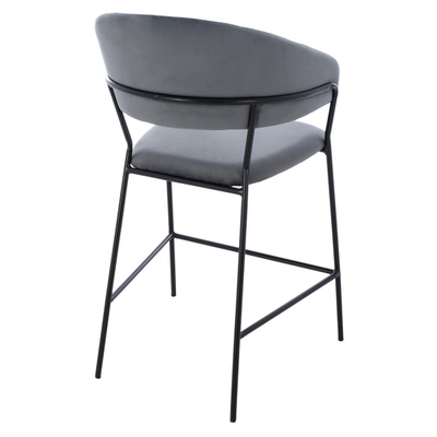Stol velvet + metal 60×55×100 cm (HM8734.01), gri/ zezë