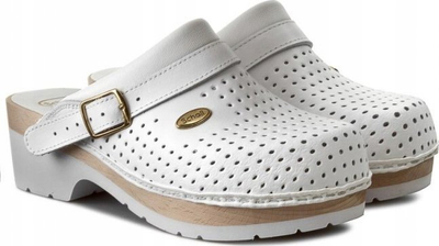 Sabot Dr. Scholl Supercomfort, lëkurë, shollë druri, nr. 40, i bardhë