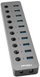 Hub USB Hismart 10 porta, USB 3.0, gri e errët