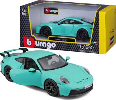 Maket makine Bburago Porsche 911 GT3, shkalla 1/24, diecast, jeshile e çelët
