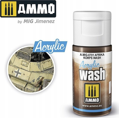 Larje akrilike Ammo Mig 0701 Africa Korps, 15 ml, ngjyrë kafe