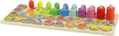 Puzzle druri edukativ Five in Onenese, numra dhe forma, me lojë peshkimi, shumëngjyrësh