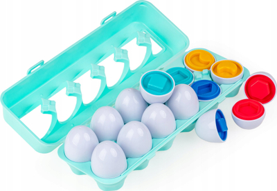 Lodër sensoriale Dumel Tuli Fun Shape Fun Eggs, set 12 pjesë, nga 12 muajsh, shumëngjyrëshe