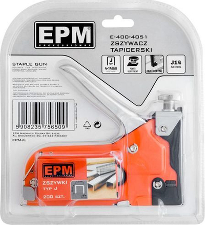 Pajisje shpuese EPM UPHOLSTERY STAPLER J14 E-400-4051, 4mm -14mm, portokalli