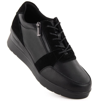 Atlete lëkure për femra Sergio Leone PB236-S, me thembër wedge, të zeza