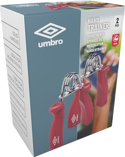 Рачни стеги за вежбање Umbro Hand Grips, 15 kg, сет од 2 парчиња, црвена