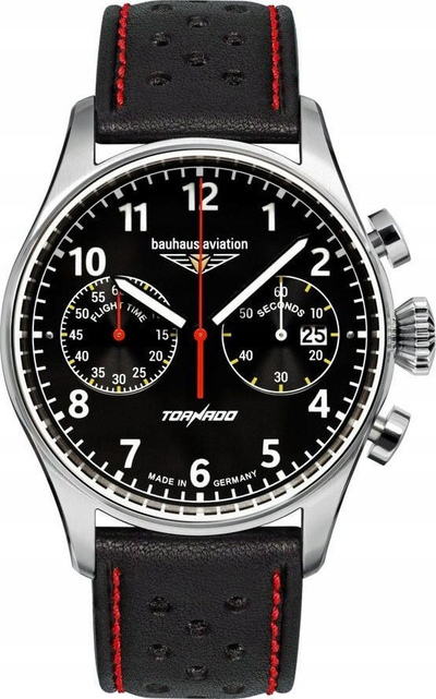 Orë dore Bauhaus 2770-2 Aviation Tornado, kronograf Quartz, 42mm, e zezë
