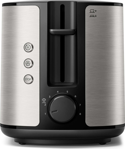 Toaster Philips Viva Collection HD2650/90, 8 nivele rumosjeje, hapje të gjera, gri