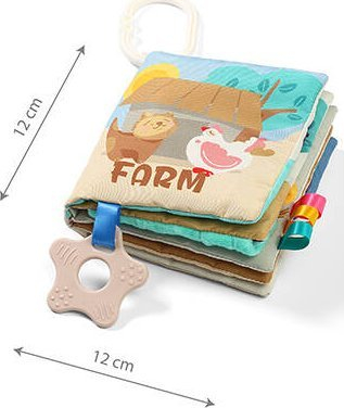 Libër sensitiv për bebe BabyOno Have Fun Sensory Book Farm, kontrast i lartë, me dhëmbëzues, shumëngjyrësh