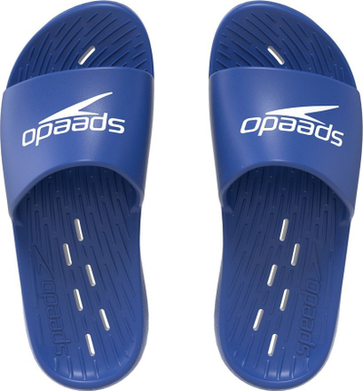 Sandale burrash Speedo Slide, të lehta, tharje e shpejtë, blu e bardhë