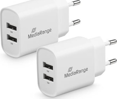 Karikues muri MediaRange MRMA114, 12W, 2x USB A, i bardhë