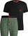 Set pizhama HUGO BOSS MONOGRAM, të zeza/gjelbra