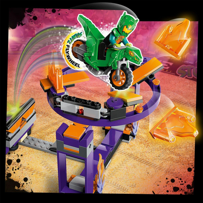 Lodër ndërtimi LEGO City 60359 Dunk Stunt Ramp Challenge, set me motor stunt, 5+