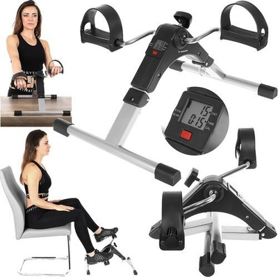Pedalier fitnes me ekran LCD, me rezistencë magnetike, i palosshëm, i zi
