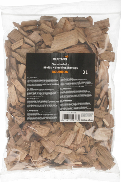 Copa druri për tymosje Mustang Bourbon Oak, 0.9 kg, 3L, ngjyrë natyrale