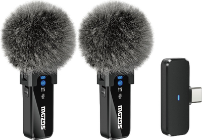Mikrofon pa tela Mozos MX2‑DUAL, lavalier dysh, USB‑C, i zi