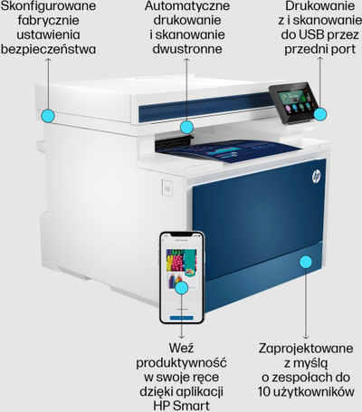 Printeri HP LaserJet Pro 4302FDW, shumëfunksional, me ngjyra, A4, Wi-Fi, i bardhë