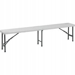 Stol palosës kopshti Dedra, 183x30x43 cm, HDPE dhe çelik, i bardhë