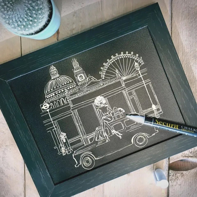 Tabelë muri American Metalcraft WBWBL6080, 80x60cm, me marker shkumësi, e zezë
