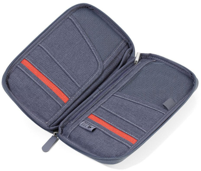 Portofol udhëtimi Troika SAFE FLIGHT, 12 xhepa, RFID, gri portokalli