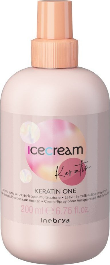 Kondicioner flokësh Inebrya Ice Cream Keratin One Multiaction, pa shpëlarje, me keratinë, 200ml
