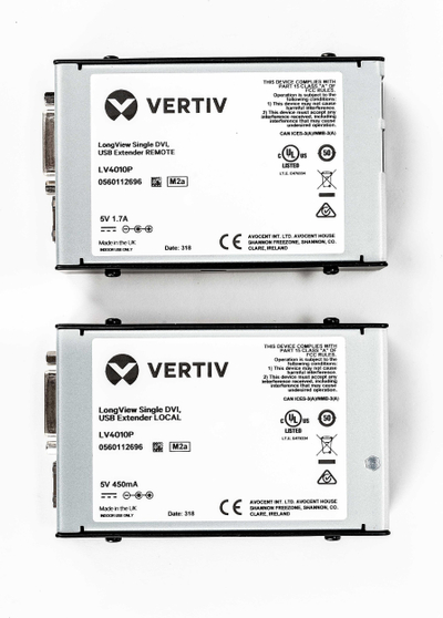 KVM extender Vertiv Avocent LV4010P-202, transmetues edhe receiver, USB 2.0, blu