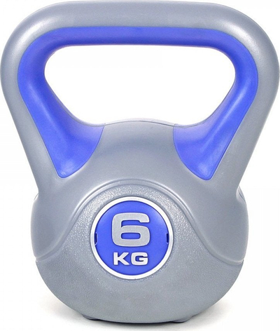 Kettlebell Master Vinyl, 6 kg, dorezë ergonomike, gri