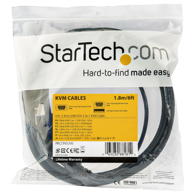 Кабел KVM StarTech.com RKCONSUV6, VGA USB, 1.8 m, црн