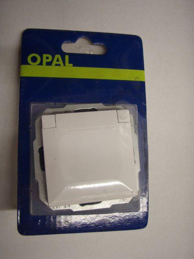 Prizë dyshe Abex me tokëzim, IP44, me kapak, e bardhë opal