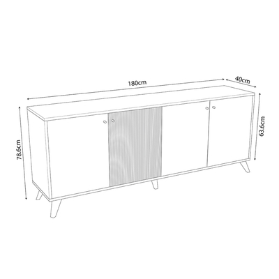 Buffet Kruden HM9446.11, melaminë, 180x40x78.6cm, i zi natyral