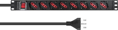 PDU rack Lanview LVR-2MIT-SW-IT8, 8 dalje Schuko, 1U, ngjyrë e zezë