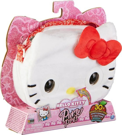 Çantë interaktive Spin Master Sanrio Purse Pets Hello Kitty, 30 tinguj e reagime, e bardhë