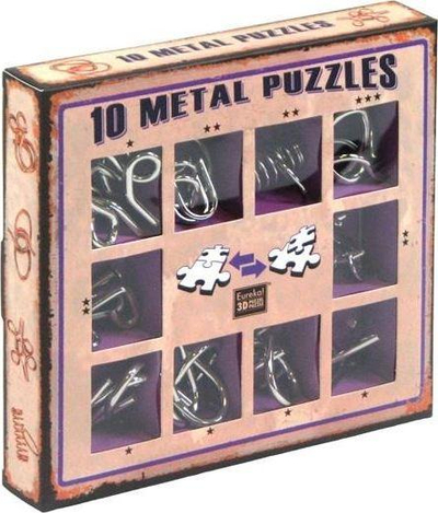 Set lojrash mendore Huzzle 10 Metal Puzzle, 10 copa, metal, lejla