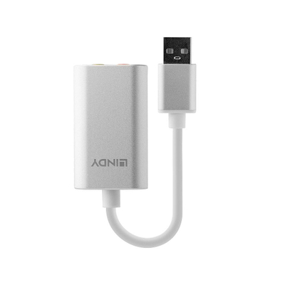 Adapter audio Lindy USB Type A, dalje 3.5mm, hyrje mikrofon 3.5mm, i zi