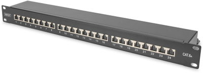 Patchpanel Digitus 19", Cat 6a, 24 porta, i zi
