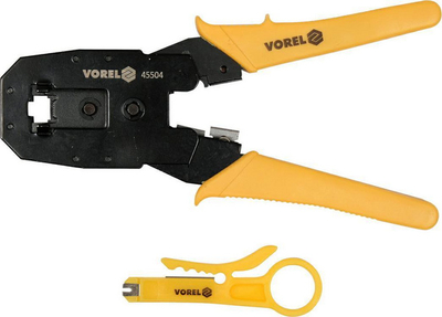 Presa krimpuese Vorel 45504, RJ10 RJ11 RJ12 RJ45, 195 mm, e verdhë