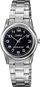 Ora dore Casio LTPV001D-1B, çelik inoks, quartz, ciferblatë e zezë