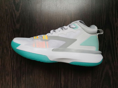 Atlete basketbolli Jordan Zion 1 White Dynamic Turquoise, për meshkuj, nr. 11, të bardha me turkez