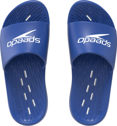 Shapka burra Speedo Slide, të lehta, thahen shpejt, blu e bardhë