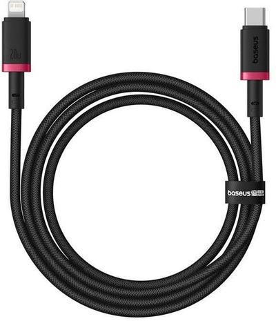 Kabllo karikimi Baseus Dura, USB C në Lightning, 20W, 1 m, e zezë me të kuqe