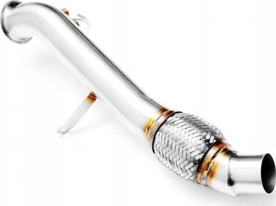 Downpipe shkarkimi BMW E87 118D 120D M47N2, diametër 61mm, çelik inox, ngjyrë argjendtë