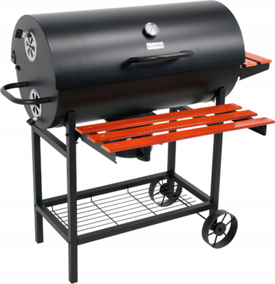 Grill qymyri pa markë, me kapak, sipërfaqe 71x34.5 cm, i zi