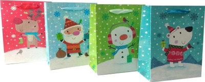Qese dhuratash Christmas Bag Vertical Medium, 26x32x12 cm, me motive Krishtlindjesh, me ngjyra nga më të ndryshmet
