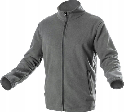 Bluzë fleece pune Hoegert Pasader, 100% poliester, zinxhir i plotë, gri e errët