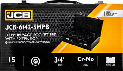 Set çelsash goditës të thellë JCB, 14 copë, 17 65mm, çelik CR MO