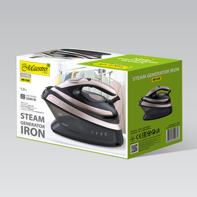 Hekur me avull Maestro MR-320C, 2400W, depozitë 1.5L, shollë qeramike, i zi rozë gold