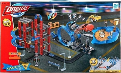 Set pistë garash Orbital Racing Car, parking me kate, me makina, shumëngjyrësh